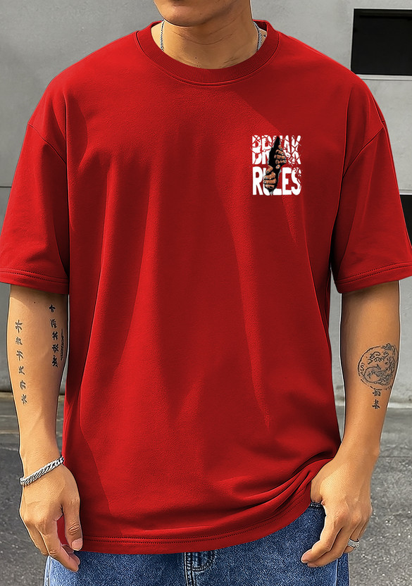 RetroTees Graphic Print Men Round Neck Red T-Shirt