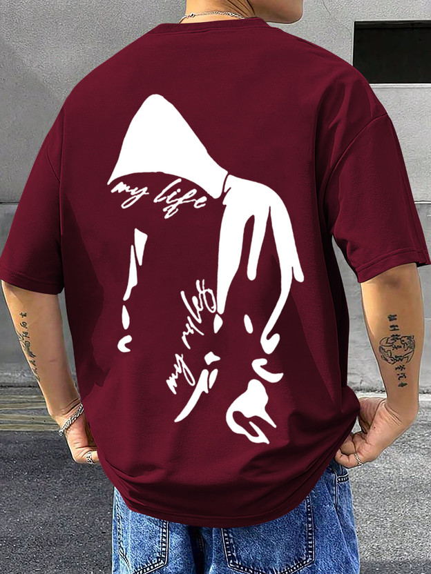 DripStyle Fashion Printed Men Round Neck Maroon T-Shirt