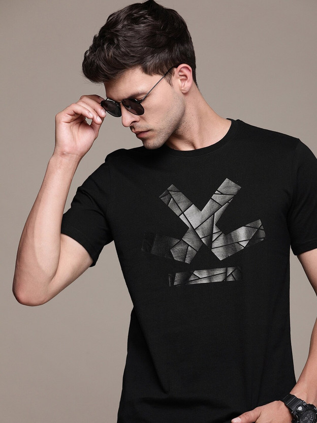 WROGN Printed Men Round Neck Black T-Shirt