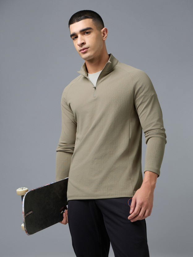 TECHNOSPORT TECHNOSPORT Solid Men High Neck Beige T-Shirt - Flipkart Deal