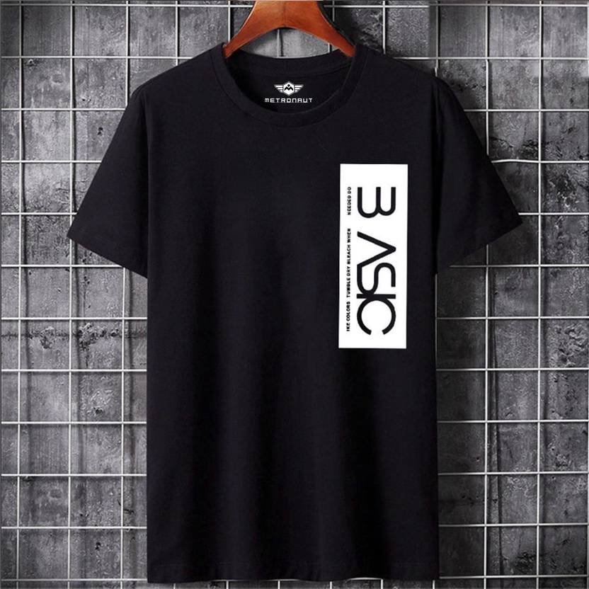 [Sizes XS, S] METRONAUT By Flipkart Typography Men Round Neck Black T-Shirt