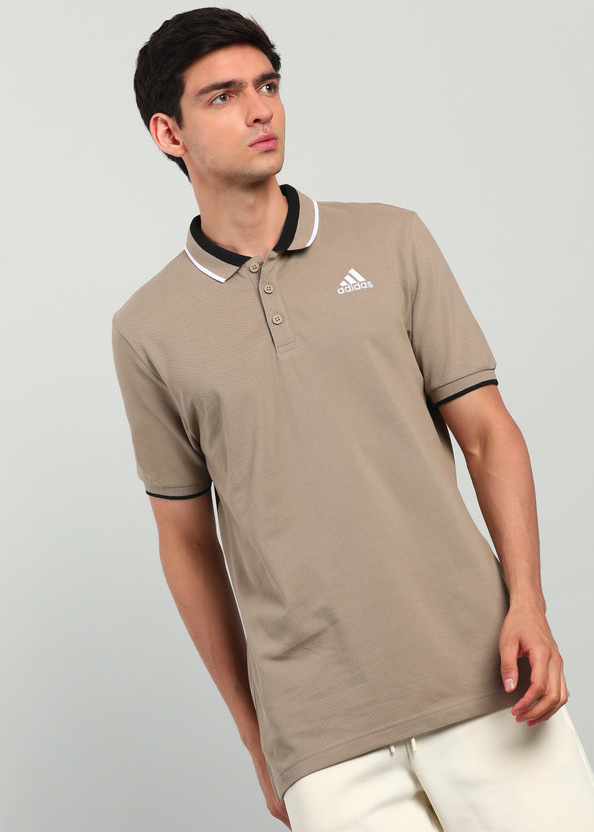 ADIDAS Solid Men Polo Neck Green T-Shirt