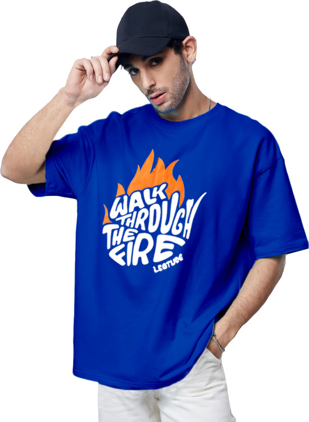 Leotude Printed Men Round Neck Blue T-Shirt