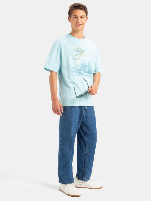 JOCKEY Graphic Print Men Round Neck Blue T-Shirt
