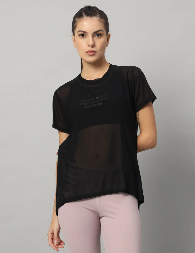 MKH Typography Women Crew Neck Black T-Shirt