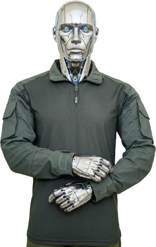 Combat Self Design Men Zip Neck Dark Green T-Shirt