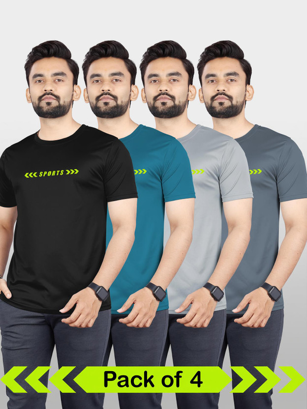 VeBNoR Typography Men Round Neck Black, Blue, Grey T-Shirt