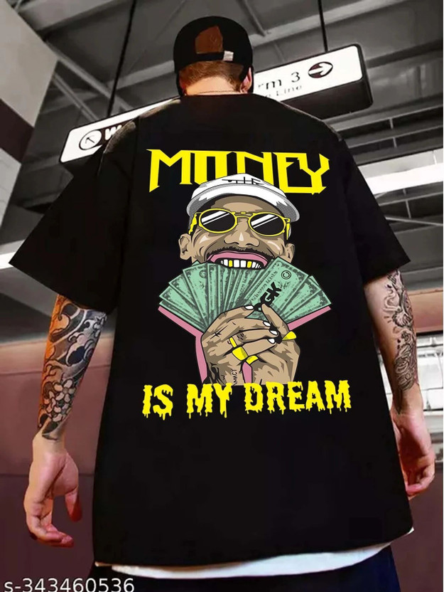 Manlino Printed Men Round Neck Black T-Shirt