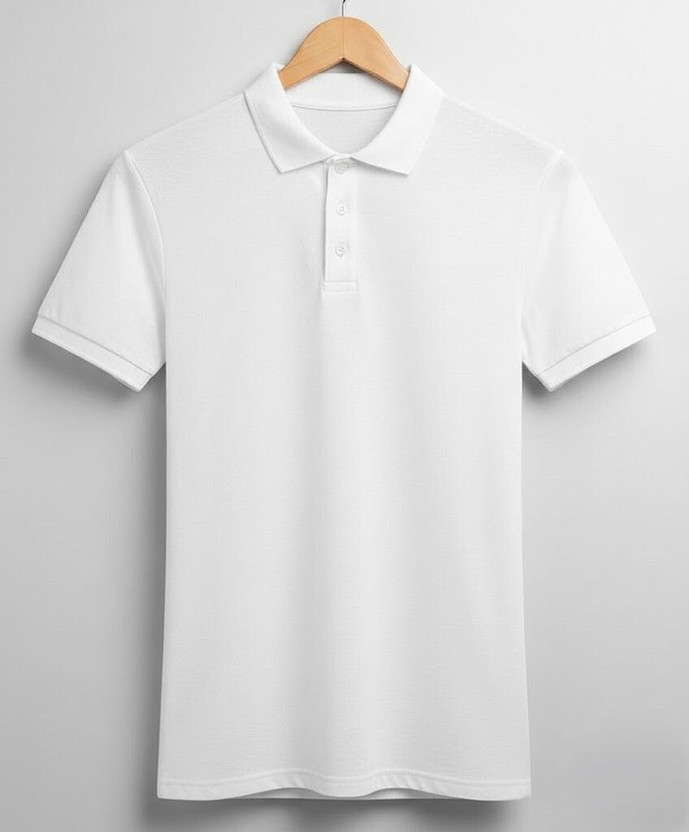 PrintHolic Solid Men Polo Neck White, Grey T-Shirt