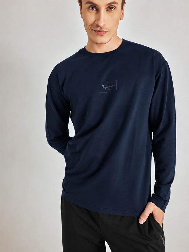 Pepe Jeans Printed Men Round Neck Navy Blue T-Shirt