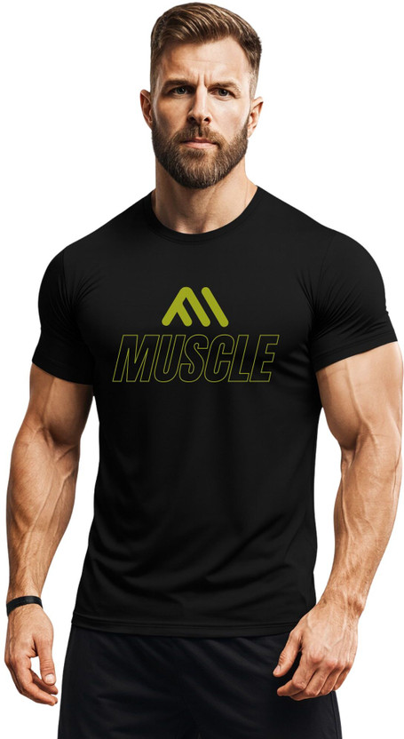 3colors Printed Men Round Neck Black T-Shirt