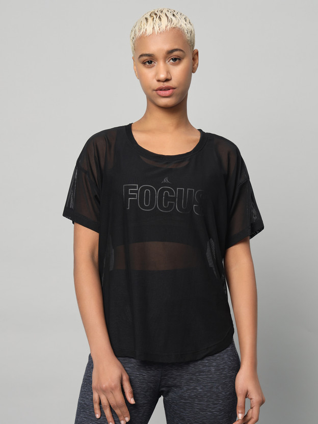 MKH Typography Women Crew Neck Black T-Shirt
