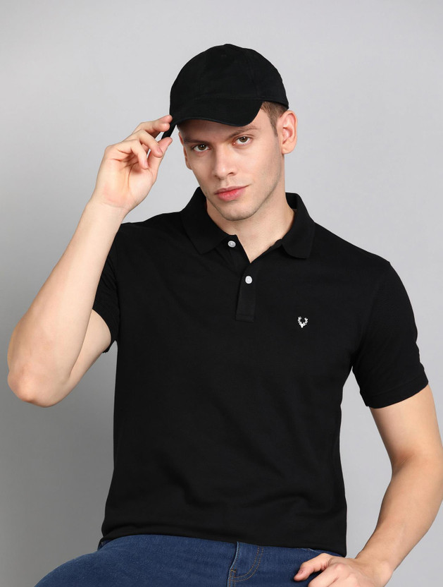 Allen Solly Solid Men Polo Neck Black T-Shirt