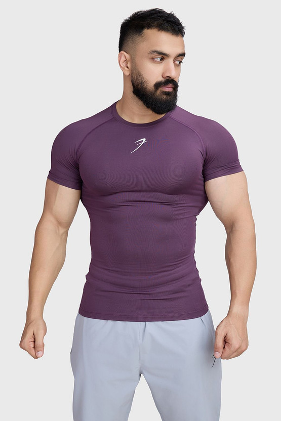 FuaarK Solid Men Round Neck Purple T-Shirt