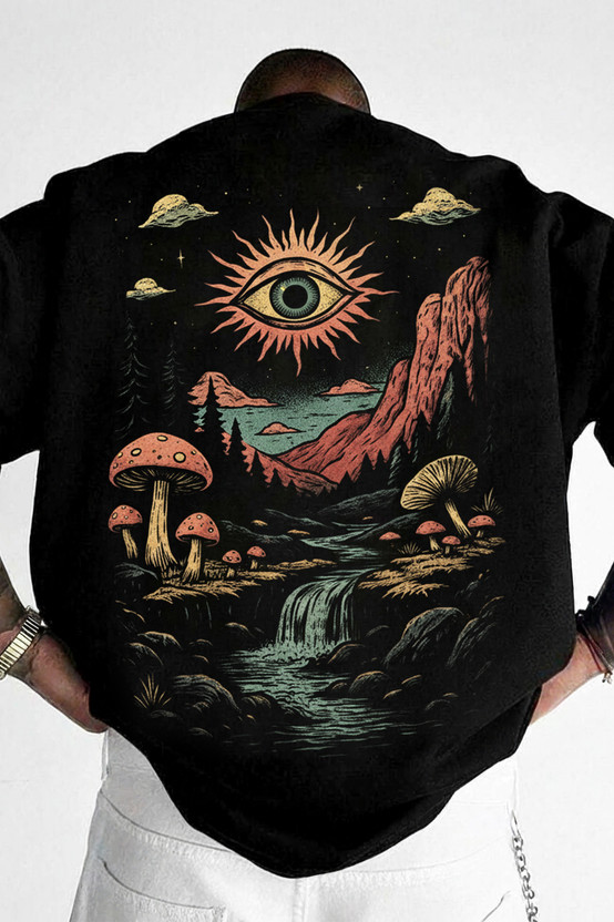 TRIPR Graphic Print Men Round Neck Black T-Shirt