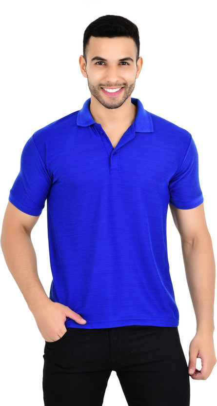KEOTI Solid Men Polo Neck Blue T-Shirt