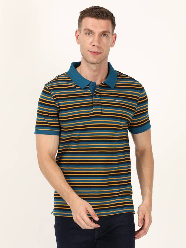 Wrangler Striped Men Polo Neck Blue T-Shirt - Buy Wrangler Striped Men Polo  Neck Blue T-Shirt Online at Best Prices in India 