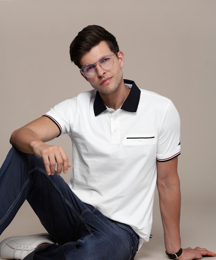 NAUTICA Solid Men Polo Neck White T-Shirt