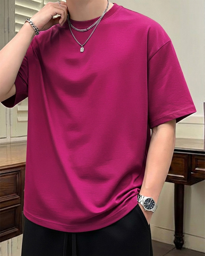 GLOBAL GLOBAL NOMAD Solid Men Round Neck Pink T-Shirt - Flipkart Deal