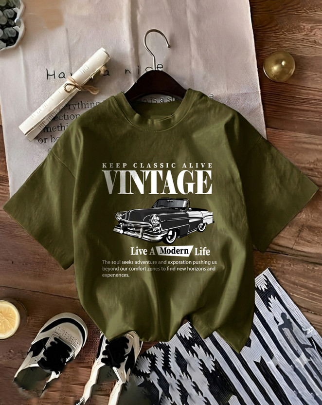 GLOBAL NOMAD Graphic Print Women Round Neck Green T-Shirt