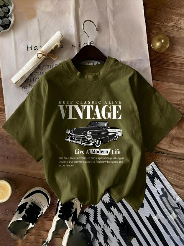 GLOBAL NOMAD Graphic Print Women Round Neck Green T-Shirt