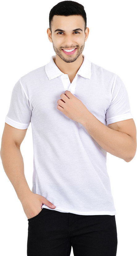 KEOTI Solid Men Polo Neck White T-Shirt