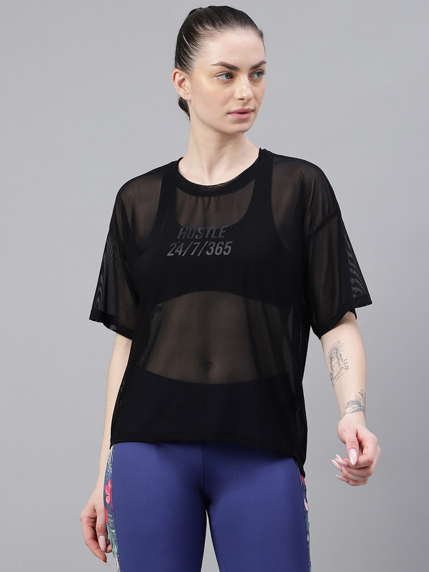MKH Typography Women Crew Neck Black T-Shirt