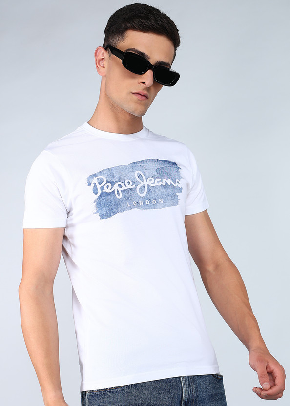 Pepe Jeans Graphic Print Men Round Neck White T-Shirt