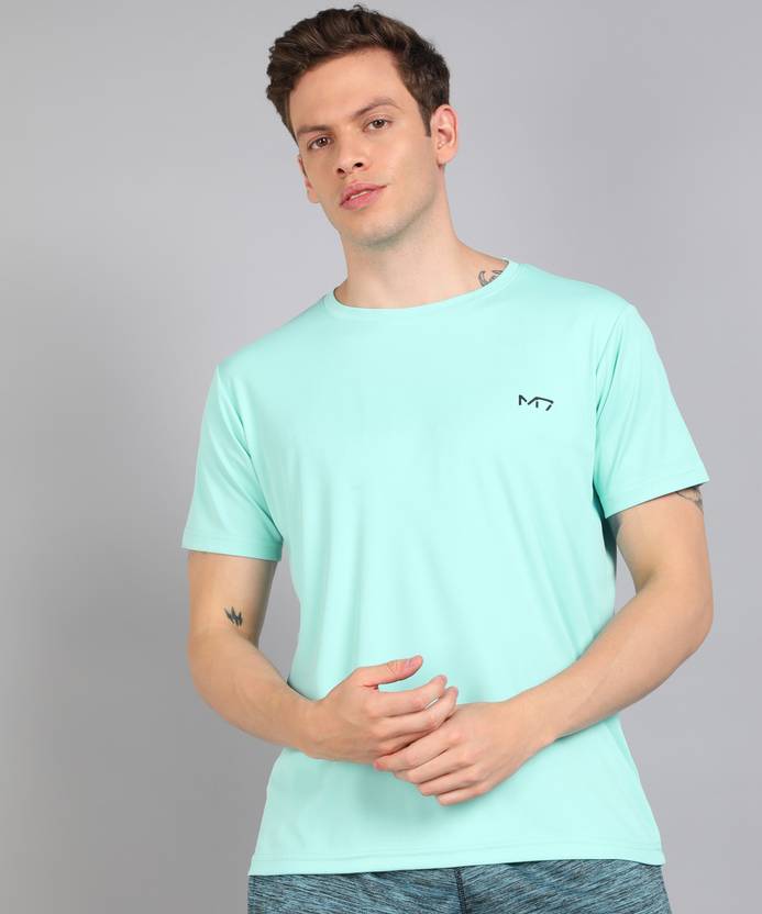 [Sizes ] M7 By Metronaut Stylish and Casual T shirt Men Solid Round Neck Light Blue T-Shirt