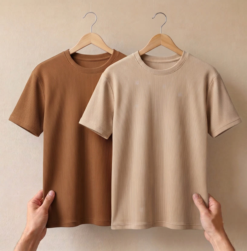 stylesmyth Self Design Men Round Neck Brown T-Shirt