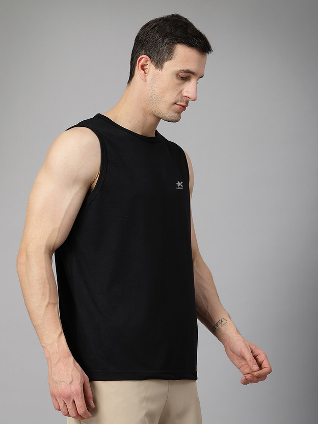 HRX by Hrithik Roshan Solid Men Round Neck Black T-Shirt