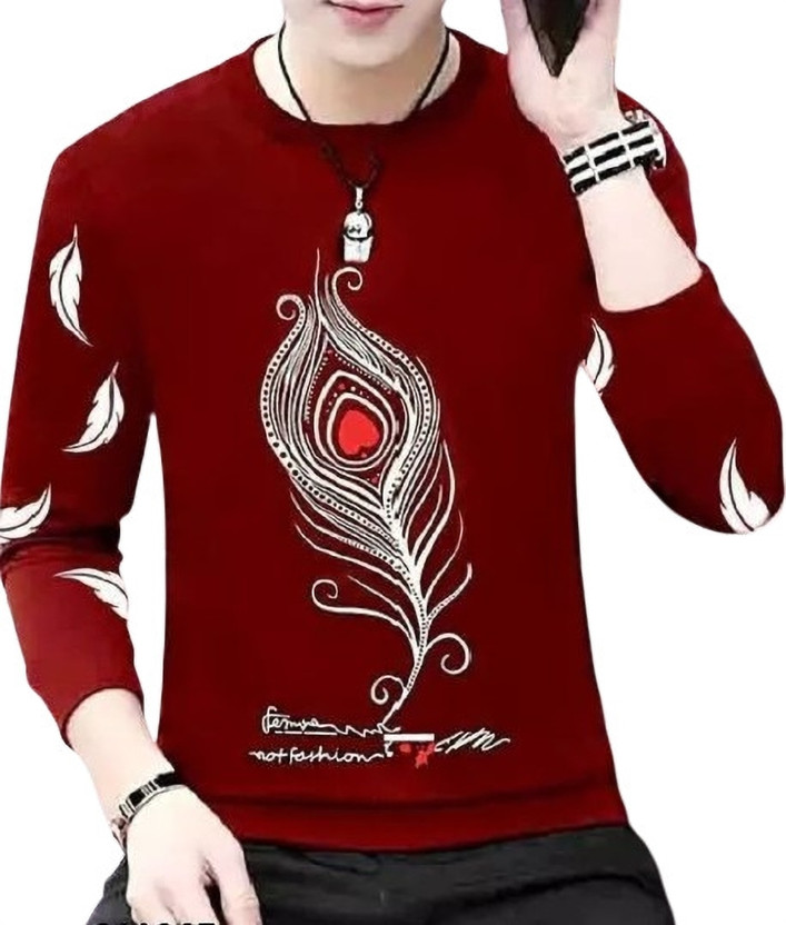 BG BG ONLINE Printed Men Round Neck Maroon T-Shirt - Flipkart Deal