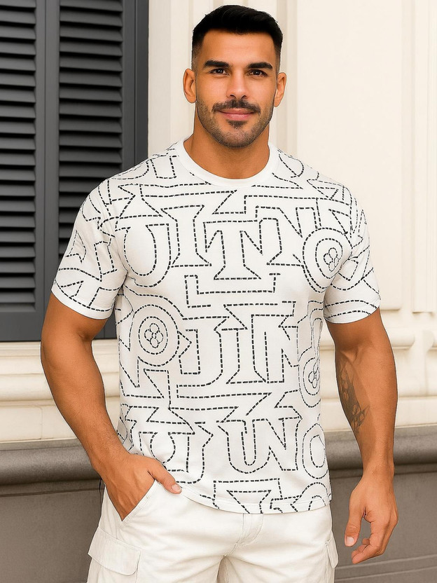 SCUBA Printed Men Round Neck White T-Shirt