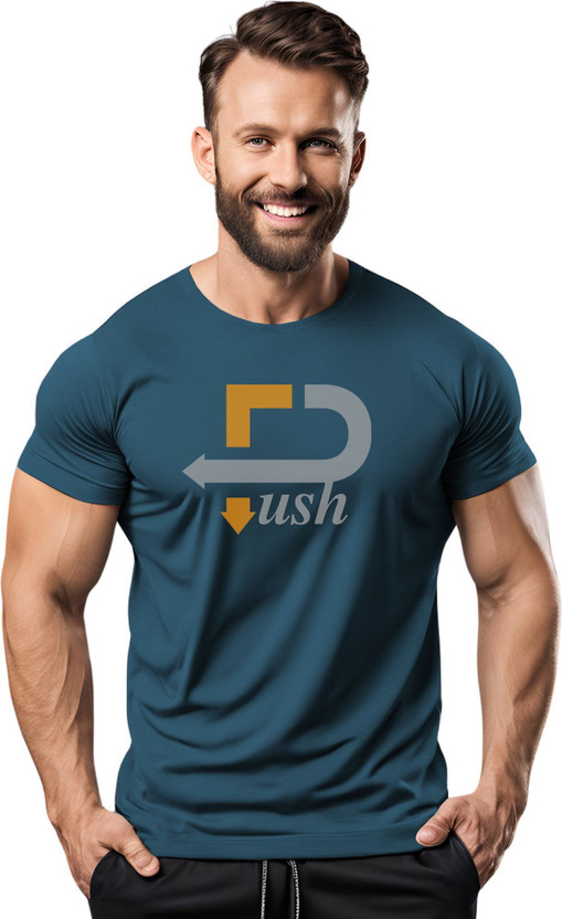 3colors Printed Men Round Neck Blue T-Shirt