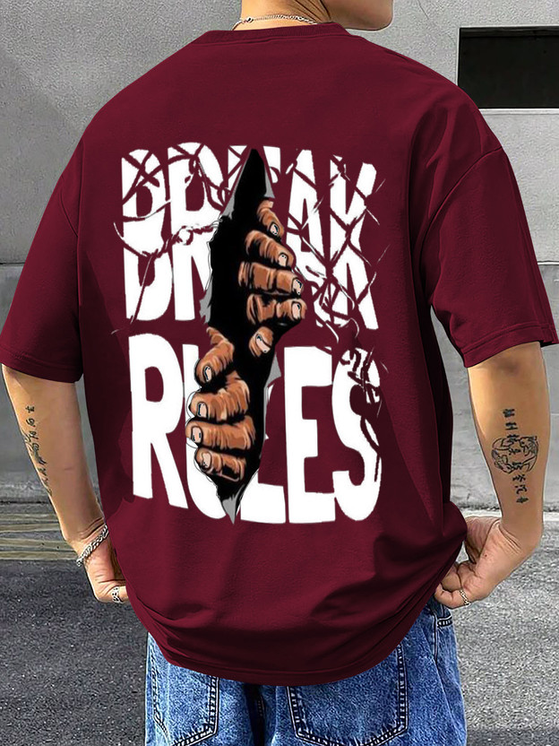 RetroTees Graphic Print Men Round Neck Maroon T-Shirt