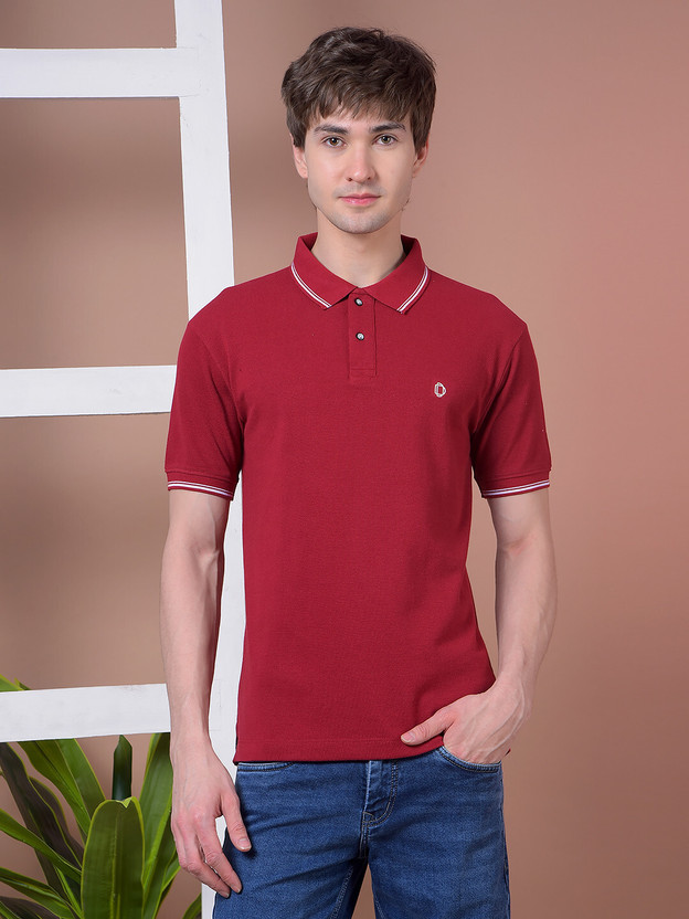 Dollar Dollar Solid Men Polo Neck Maroon T-Shirt - Flipkart Deal