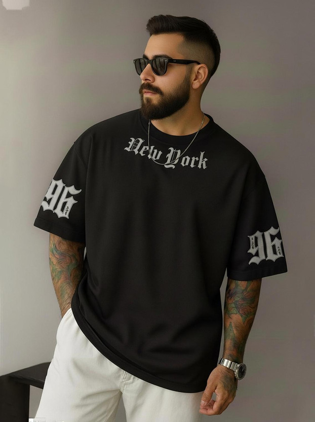 Force Printed Men Round Neck Black T-Shirt