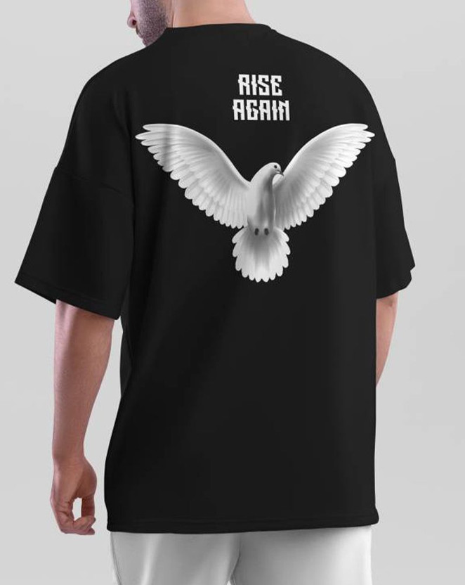 PATOIS Graphic Print Men Round Neck Black T-Shirt