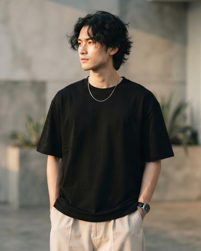 tshirt Solid Men Round Neck Black T-Shirt