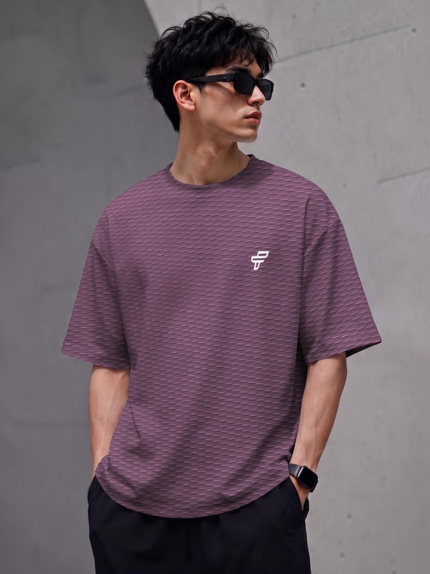 FEEL FEEL TRACK Self Design Men Round Neck Purple T-Shirt - Flipkart Deal