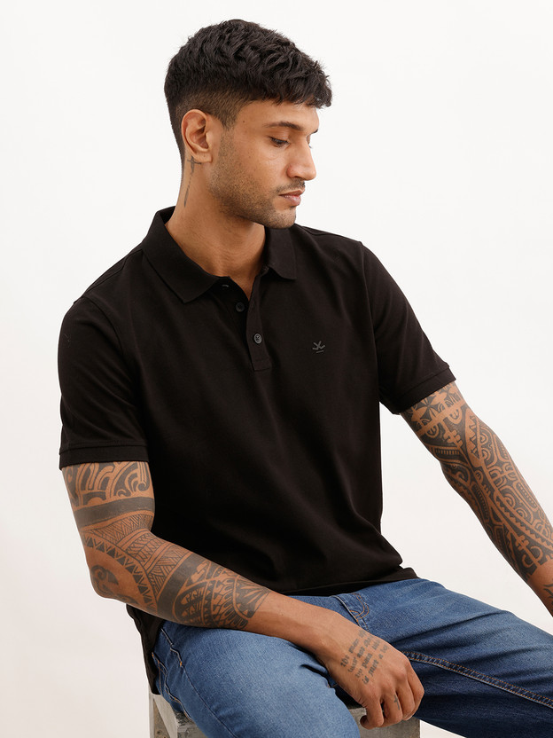 WROGN WROGN Solid Men Polo Neck Black T-Shirt - Flipkart Deal