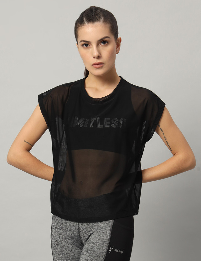 MKH Solid Women Round Neck Black T-Shirt