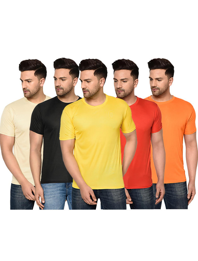 InkTees InkTees Solid Men Round Neck Multicolor T-Shirt - Flipkart Deal