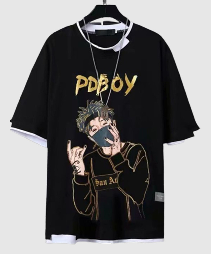 stylesmyth Printed Men Round Neck Black T-Shirt