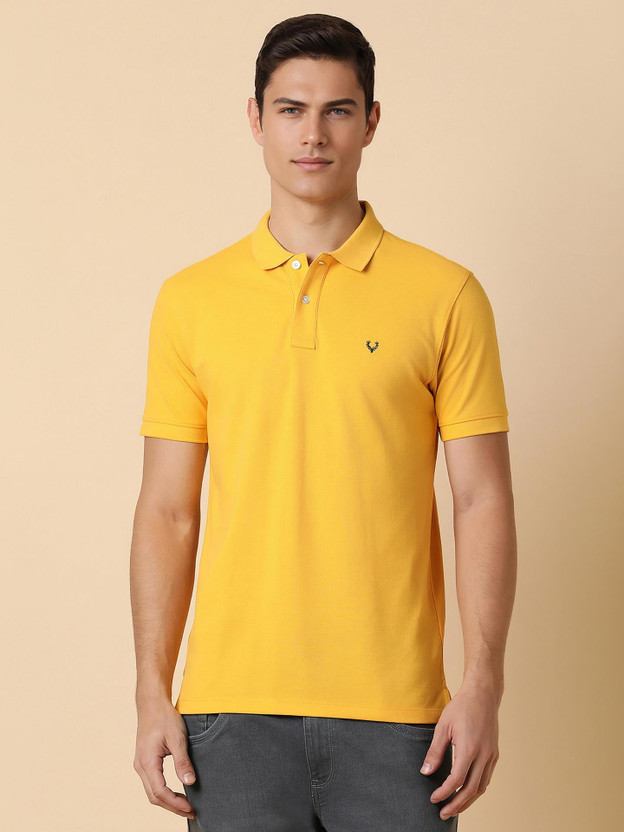 Allen Allen Solly Solid Men Polo Neck Yellow T-Shirt - Flipkart Deal