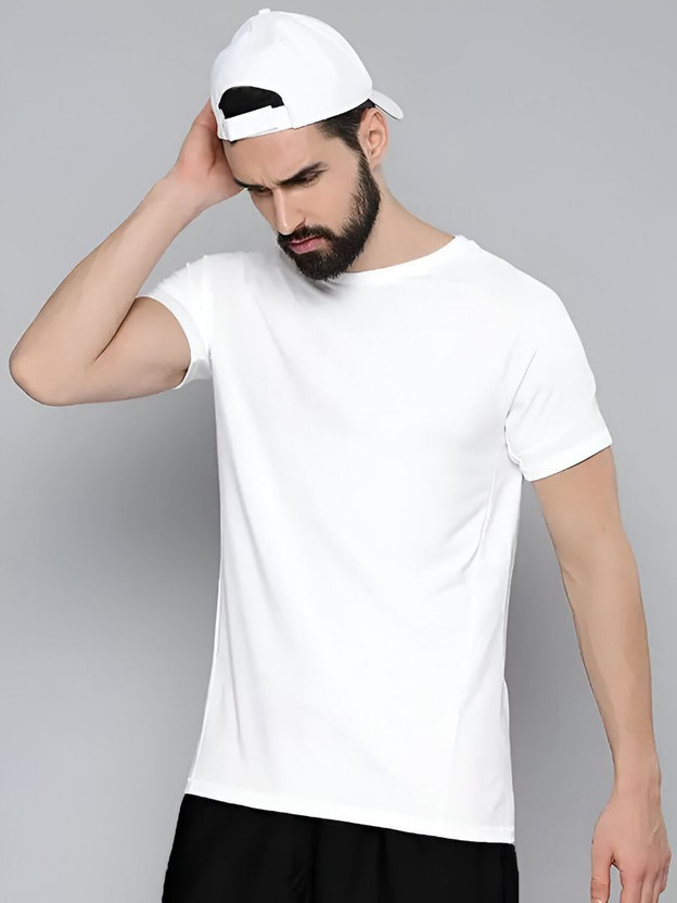 VIBEFIT VIBEFIT Solid Men Round Neck White T-Shirt - Flipkart Deal