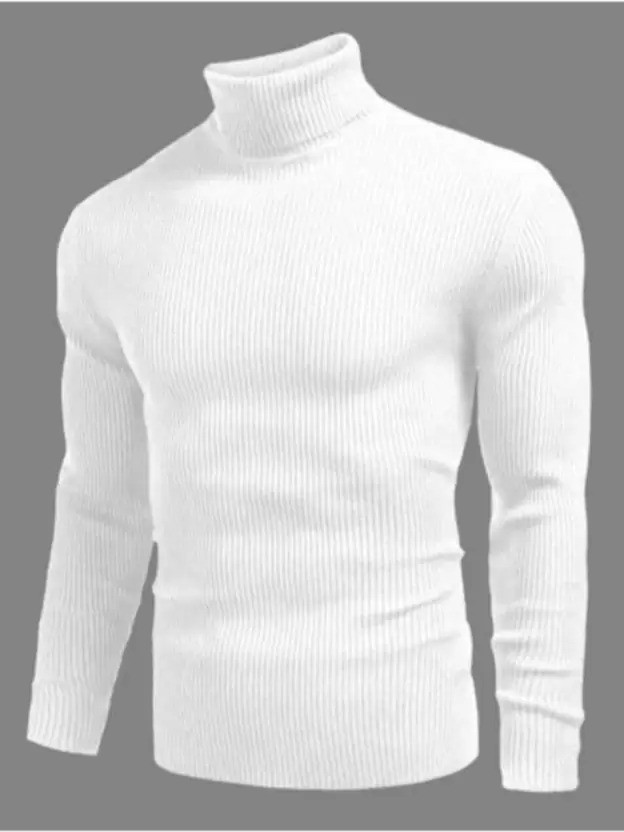 Aru Aru Fashion Solid Men High Neck White T-Shirt - Flipkart Deal