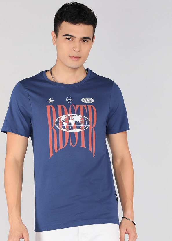 Roadster Graphic Print Men Round Neck Blue T-Shirt