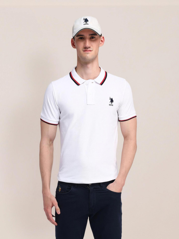 U.S. U.S. POLO ASSN. Solid Men Polo Neck White T-Shirt - Flipkart Deal