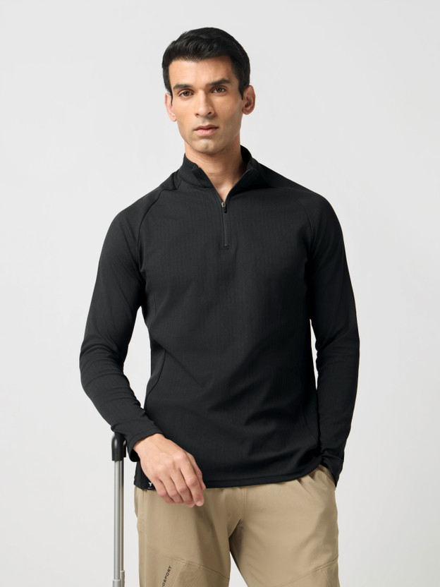 TECHNOSPORT TECHNOSPORT Solid Men Zip Neck Black T-Shirt - Flipkart Deal